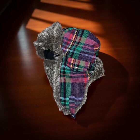 Faux Fur Multi Colored Trapper Hat One Size Adult - Picture 4 of 4